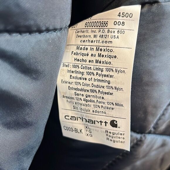 NWOT CARHARTT Mens XL Firm Duck Insulated Traditional Chore Coat Black Loose Fit - Picture 6 of 13